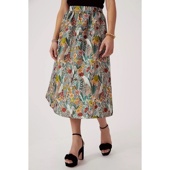 NWT Anthropologie Sunday in Brooklyn Floral Jacquard A-Line Midi Skirt S Petite - Picture 15 of 16